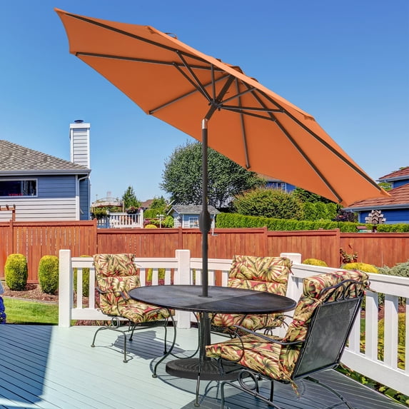 CHYVARY 9ft Patio Umbrella Round Market Outside Table Umbrella for Deck, Poolside and Patio, Orange