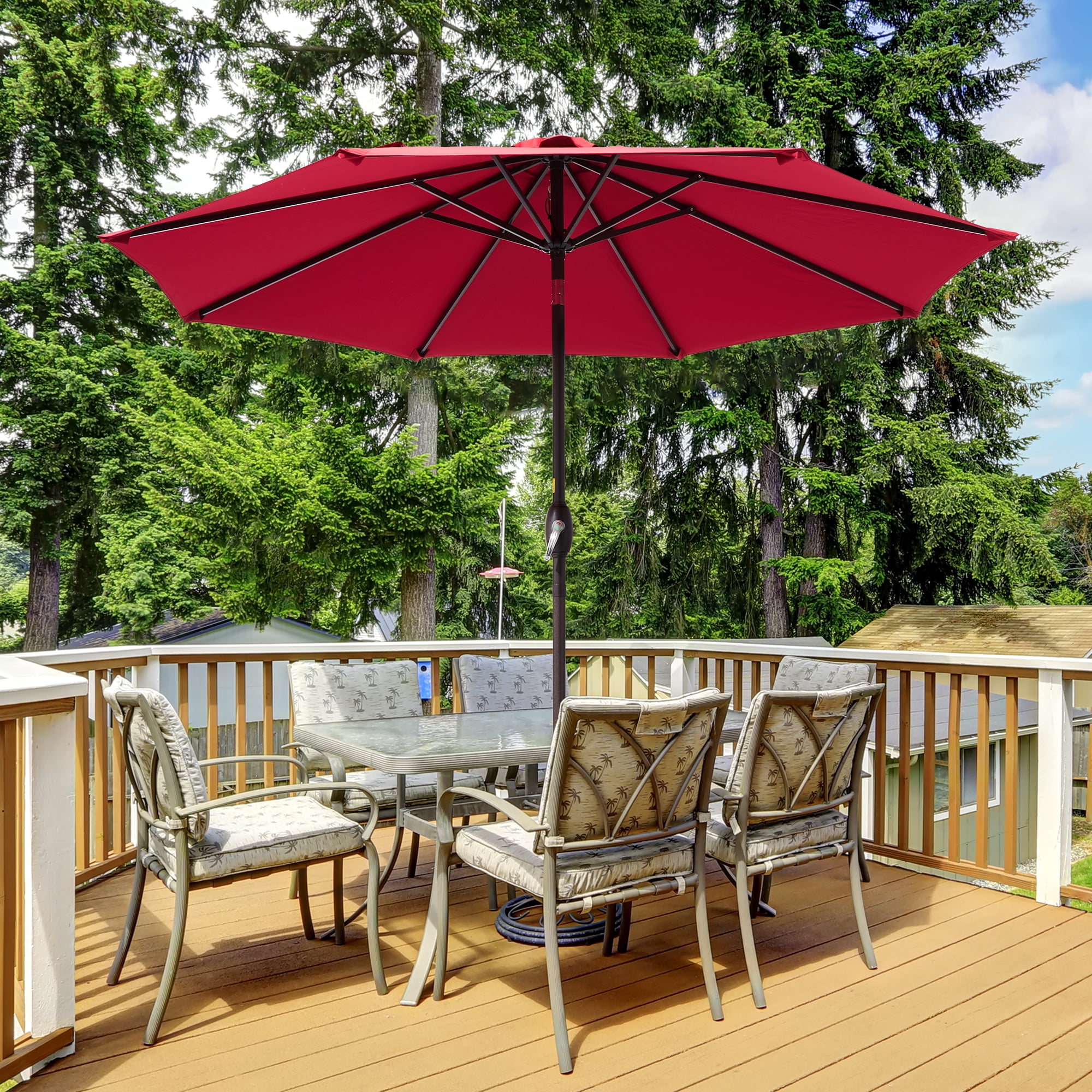 CHYVARY 9ft Patio Umbrella Round Market Outside Table Umbrella for Deck ...