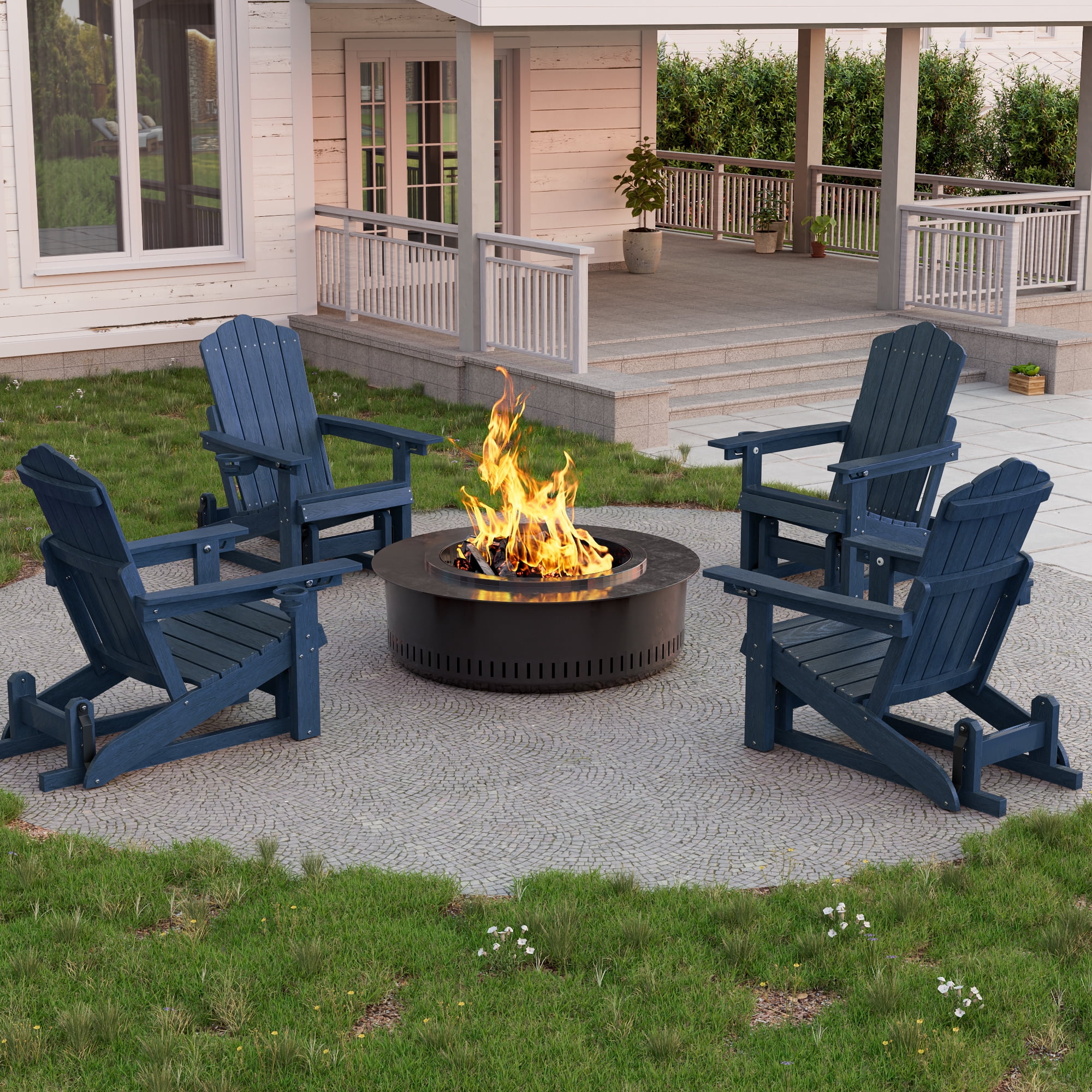 CHYVARY Foldable Glider Adirondack Chairs Set of 4, 3-Position ...