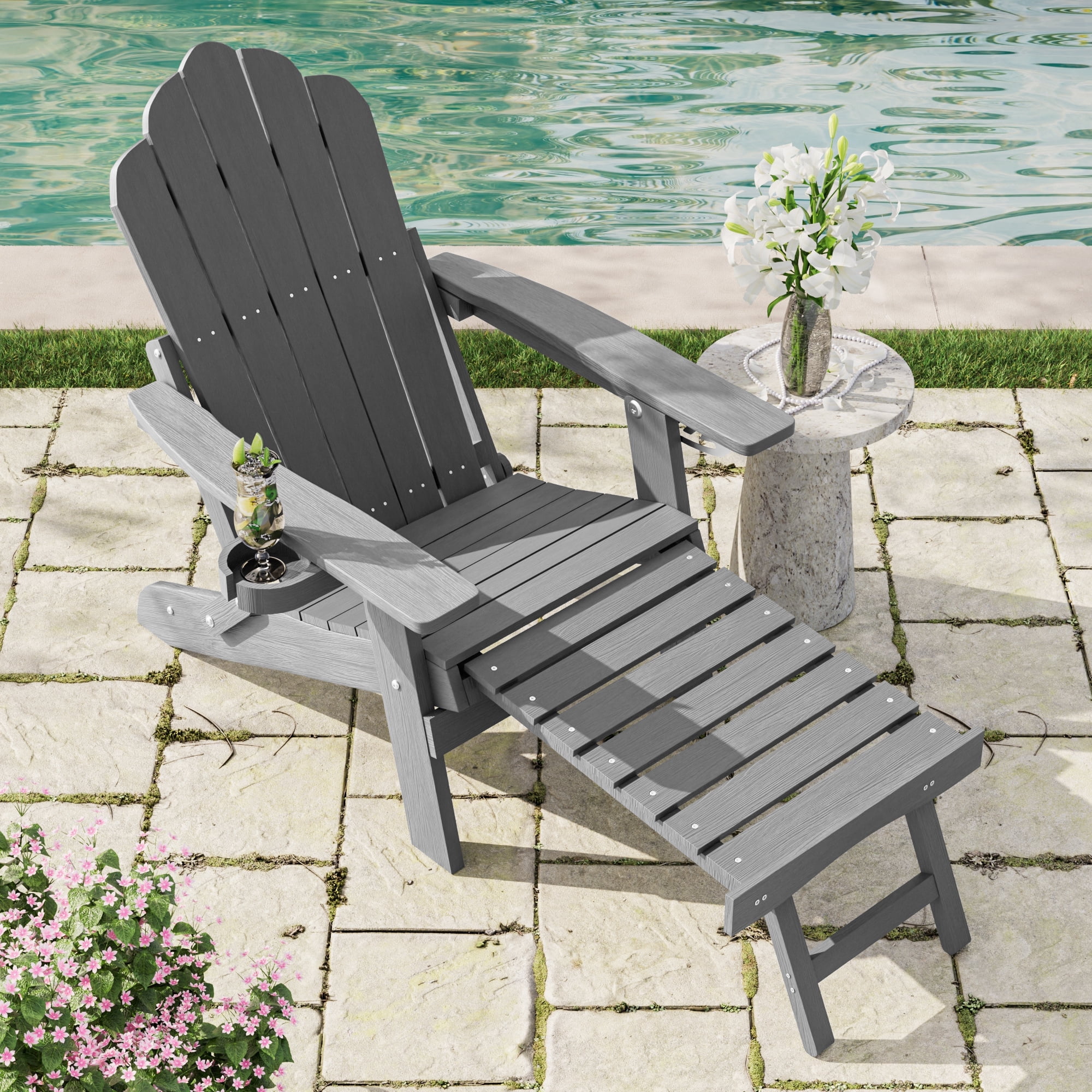 Patiño Resty CHYVARY Folding Adirondack Chair, Fire Pit Patio Chair with Retractable ...