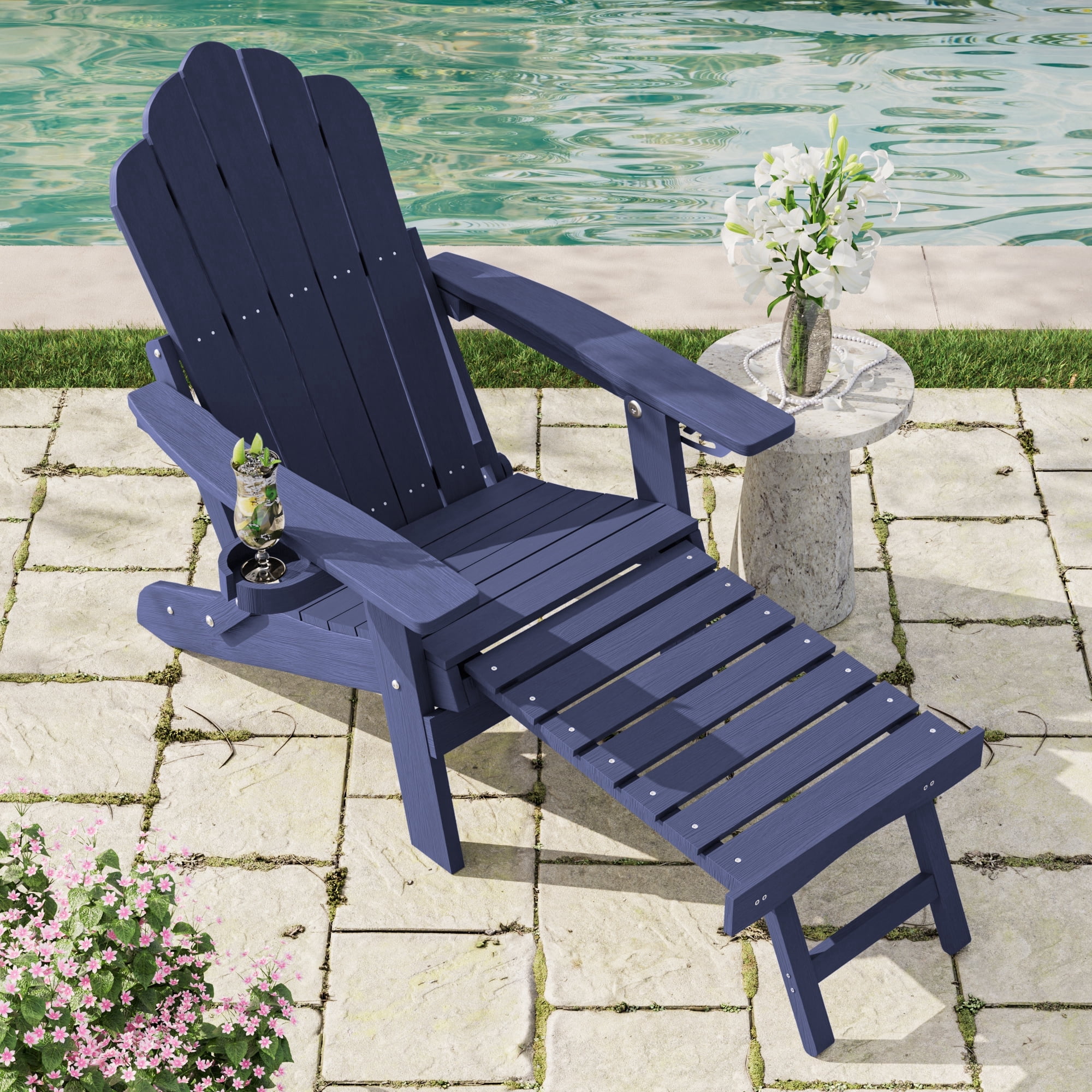 Patiño Resty CHYVARY Folding Adirondack Chair, Fire Pit Patio Chair with Retractable ...