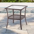 thumbnail image 1 of CHYVARY Outdoor PE Rattan Side Table, Rectangular Water-Proof Coffee HIPS Tabletop for Indoor and Outdoor,Brown, 1 of 5
