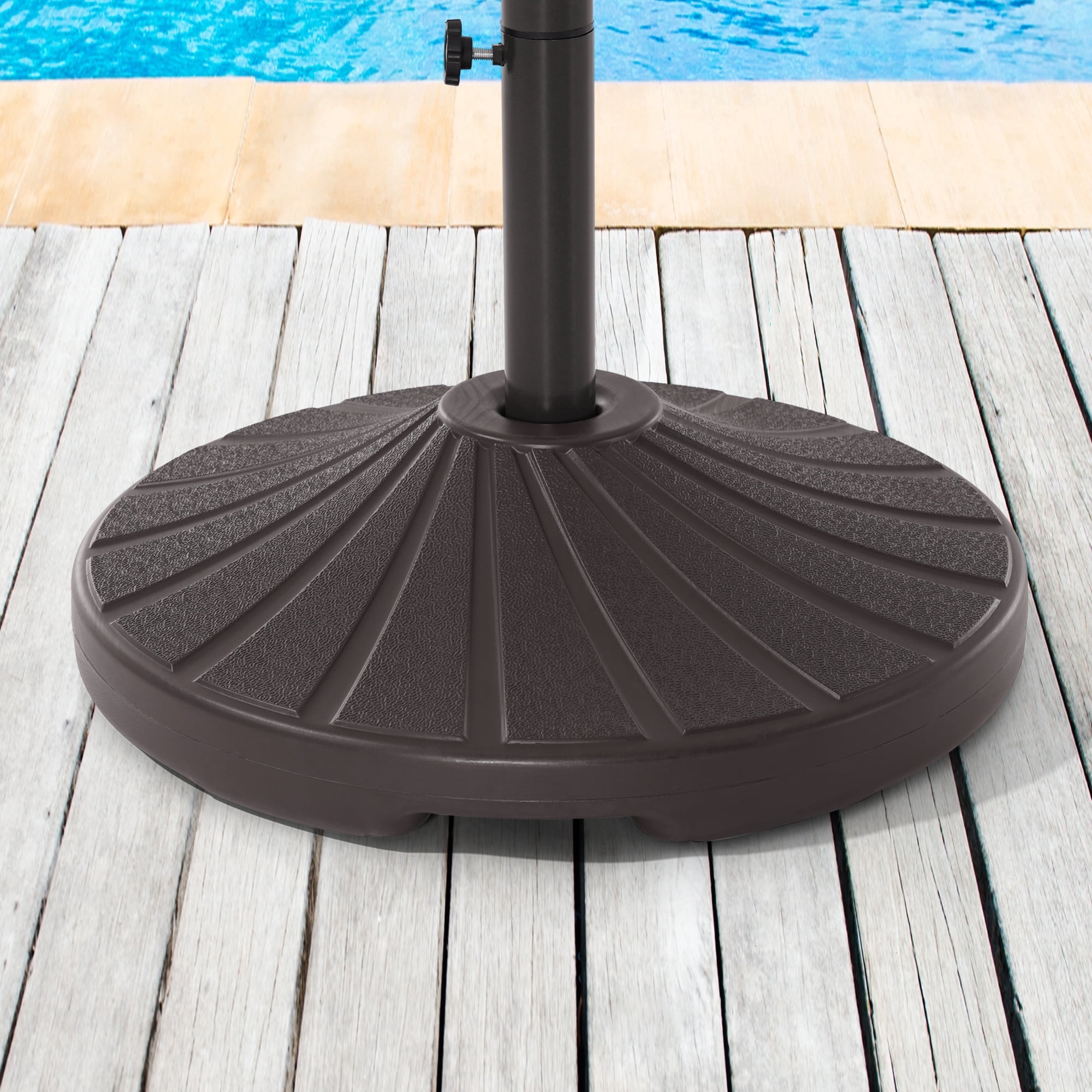 CHYVARY Patio Umbrella Base Weighs 90LBs Filled With Sand or Water, High Quality HDPE Plastic for Umbrella With 7–11ft Canopy, Dark Brown