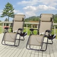 thumbnail image 1 of CHYVARY Set of 2 Oversized Zero Gravity Patio Reclining Lounge Chair with an Adjustable Headrest and Side Tray, Beige, 1 of 8