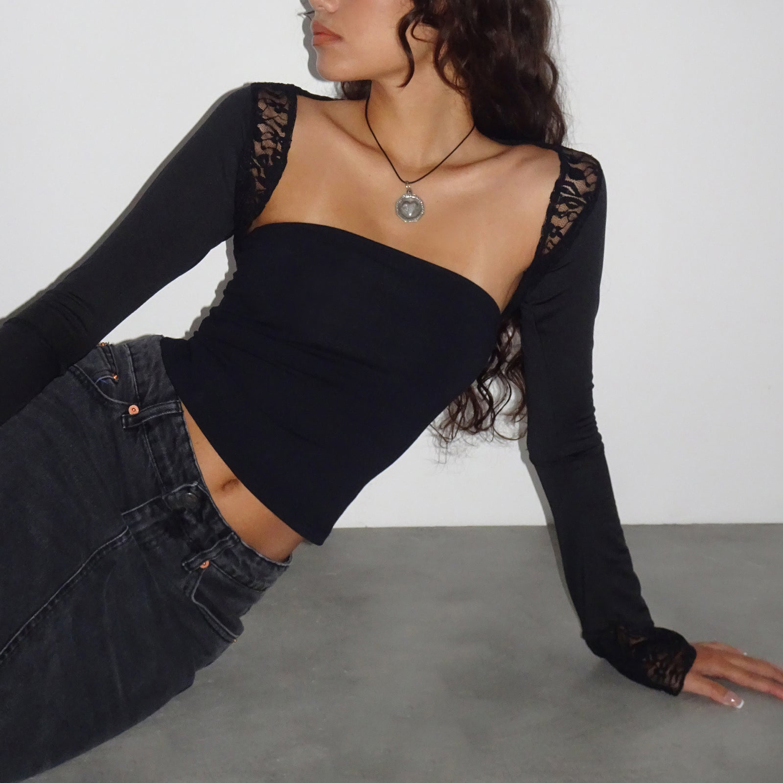 CHYYCNYCH Fashion Women's Lace Patchwork Crop Tops Strapless Solid