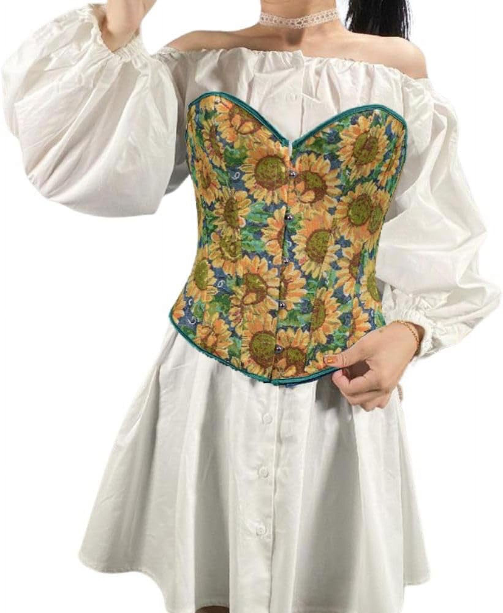 CHYYCNYCH Women's Denim Bustier Corset Top Jean Waist Cincher Chest Supporting Body Shaping