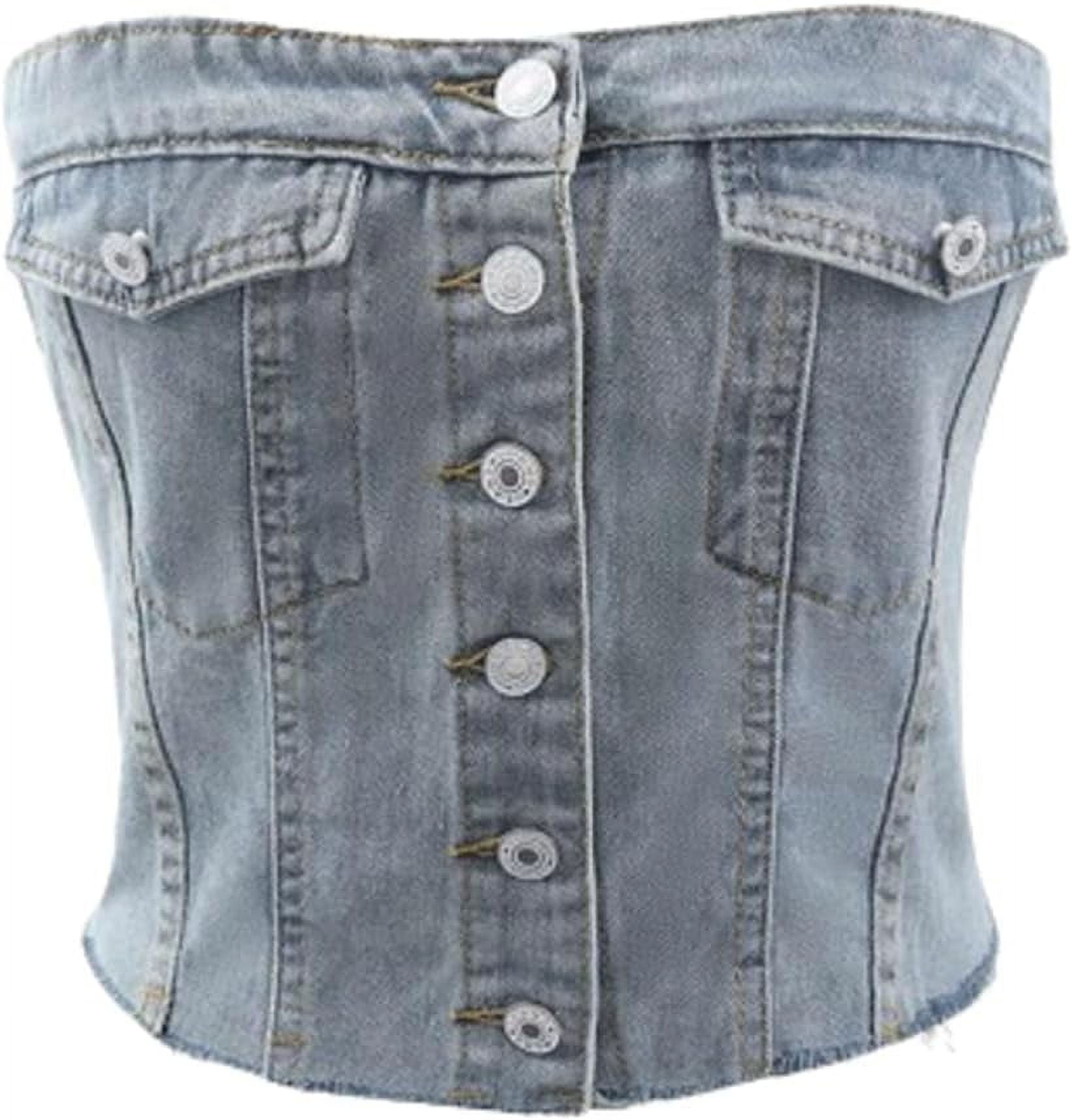 CHYYCNYCH Women's Denim Bustier Corset Top Jean Waist Cincher Chest Supporting Body Shaping