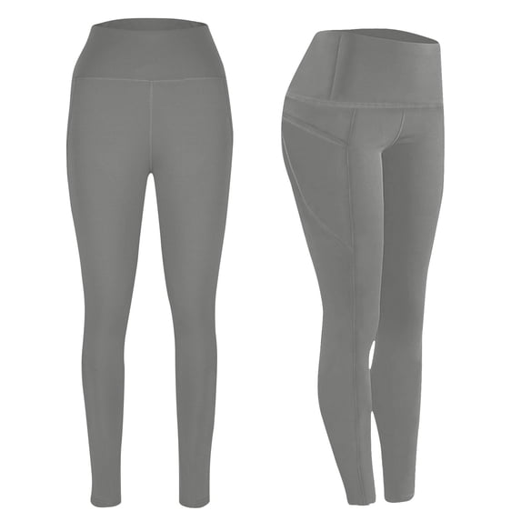 CHZAYXI Fleece Lined Leggings For Women High Waisted Tight Yoga Pants With Pockets Perfect For Gym Winter Daily Casual Use(Gray,X-Large)