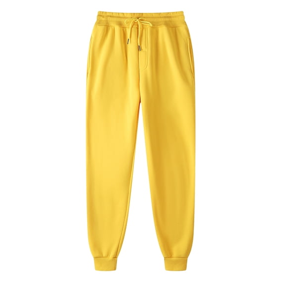CHZAYXI Joggers for Women Drawstring High Waisted Cuffed Ankles Comfortable Sweatpants Workout Gym Tack Pants with Pockets(Yellow,X-Large)