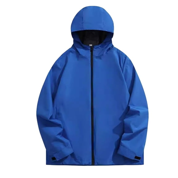CHZAYXI Mens Lightweight Rain Jackets Hiking Waterproof Hooded Solid Color Rain Coats Zip up Loose Casual Fall Outwear Coat Jacket(Blue,XX-Large)