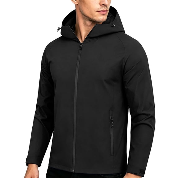CHZAYXI Rain Jackets for Men Cycling Hooded Rain Coats Lightweight Full Zip Fall Hiking Running Jacket Solid Color Outwear(X-Large)