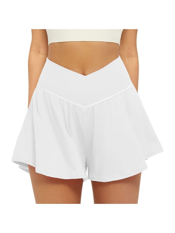 Summer Cute Shorts for Women Flowy V High Waisted Loose Fitted Wide Leg Casual Workout Tennis Running Short