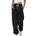 thumbnail image 1 of CHZAYXI Womens Fuzzy Sweatpants Warm Fleece Sherpa Wide Leg Baggy Sweat Pants High Waisted Drawstring Comfy Joggers Pants(Large), 1 of 5
