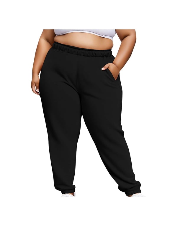 Womens Plus Size Sweatpants High Waisted Joggers Gym Active Track Pants with Pockets Workout Activewear(Large)