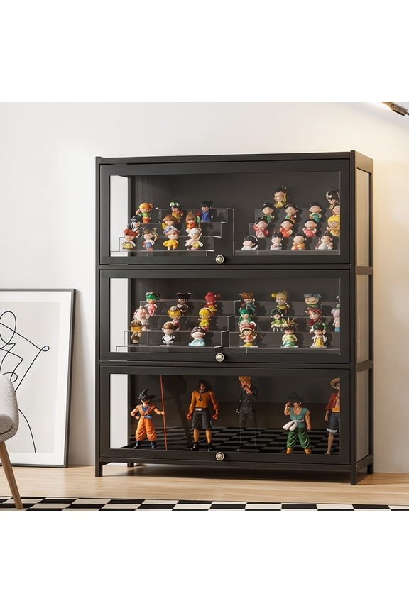 3 Tiers Clear Display Case for Figures, Acrylic Storage Organizers Box with Door, Dustproof Showcase for Collectibles Action Figure