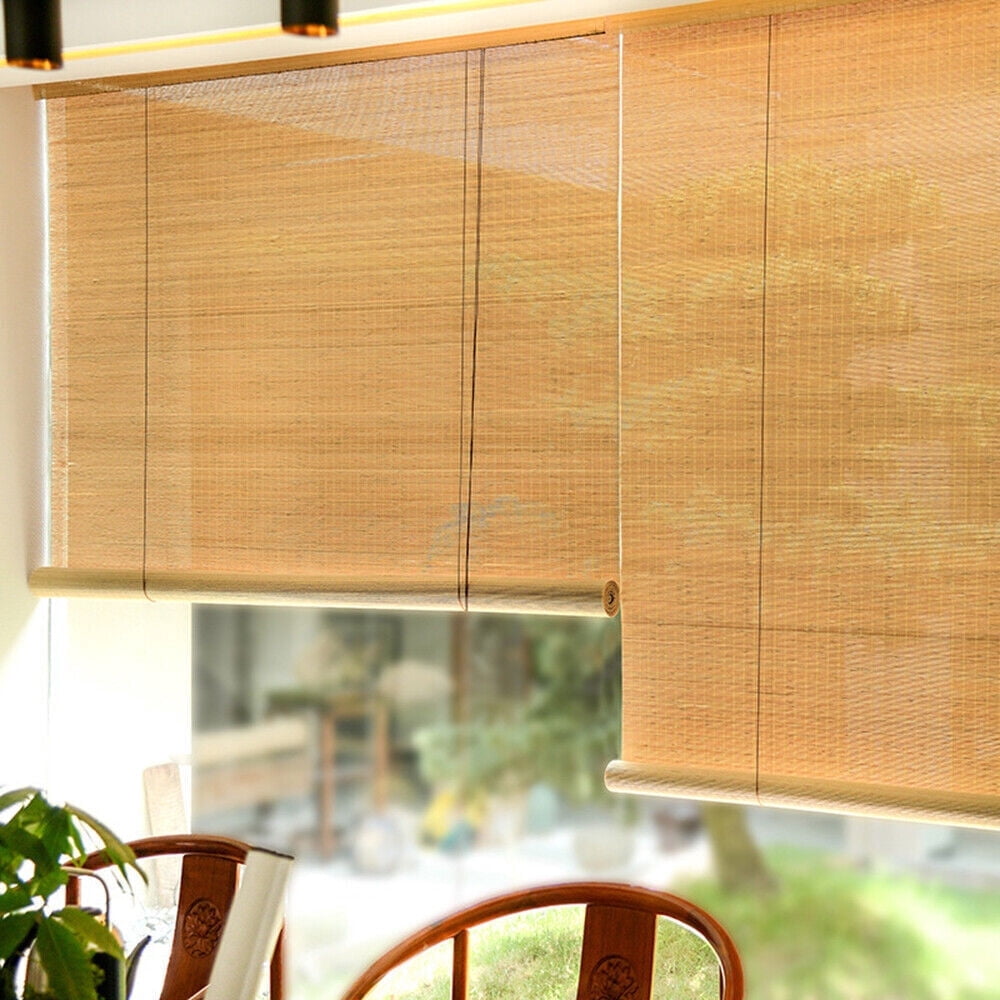 CHZIMADE 31.559 inch Natural Bamboo Roll-up Roman Shades Light Filtering Window Treatment Indoor/Outdoor