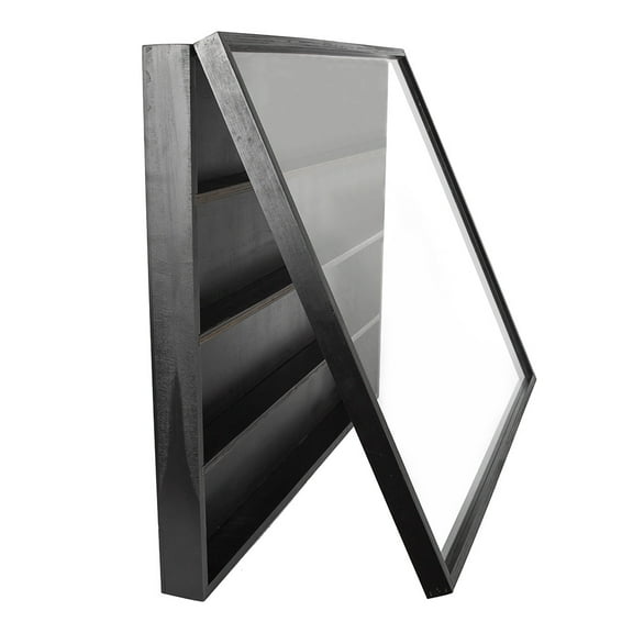 CHZIMADE 36 Baseball Card Display Case with Lock Solid Wood UV Coating