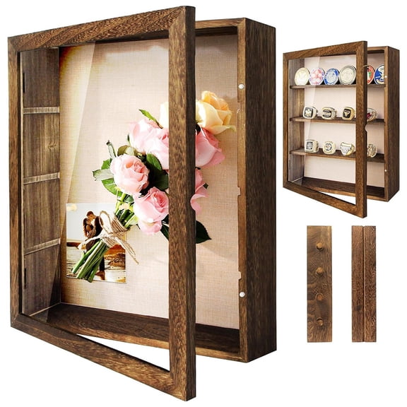 CHZIMADE Dried Flower Decorative Photo Frame Card Stamp Souvenir Storage Box Medal Jewelry Display Case Solid Wood Photo Frame