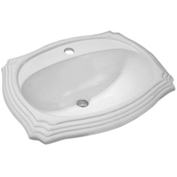 CI CH571 Palm Decorative Porcelain Oval Drop-In Vanity Sink Bisque