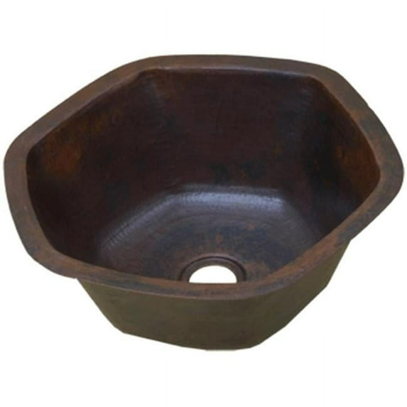 CI CPHB16 16 in. Hammered Hexagon Bar & Prep Sink with Bar Drain Hole