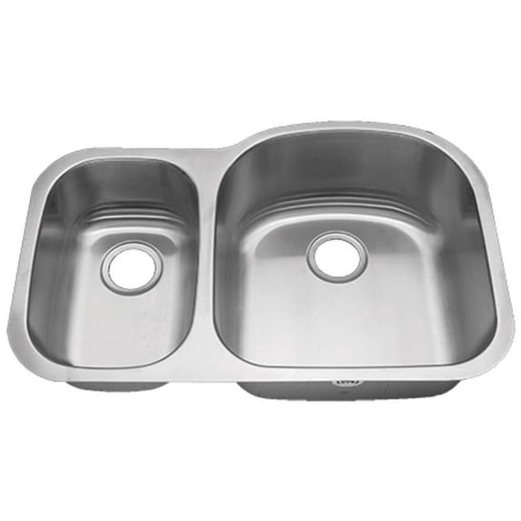 CI TU-005 16 Gauge Ventura Reverse Stainless Steel 30-70 Double Bowl Sink