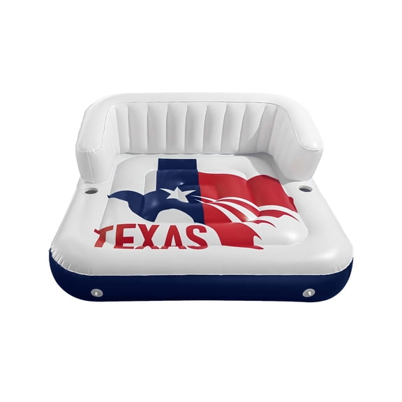 Core Innovations Texas-Themed Inflatable Pool Lounger  Contoured Design with Built-In Cup Holder, Ergonomic Backrest & Durable PVC Construction