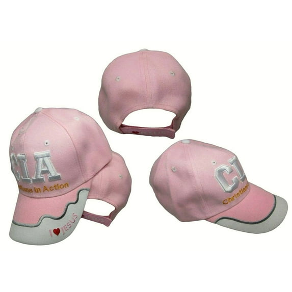CIA Christians In Action Christian Pink Hat Ball Cap I Love Heart Jesus