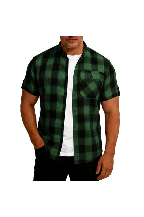 Button Cardigan Mens T Shirts Collar with Pockets Breathable Short Sleeved Shirts