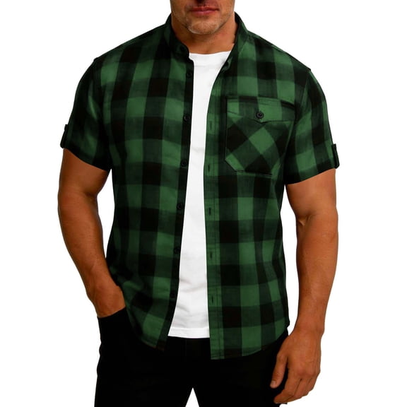 CIAKGIAF Button Cardigan Mens T Shirts Collar with Pockets Breathable Short Sleeved Shirts