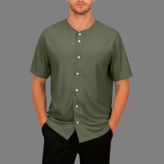 CIAKGIAF Button Cardigan Mens T Shirts V Neck Solid Color, Short Sleeved Breathable Casual T Shirts