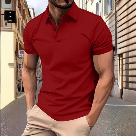 CIAKGIAF Button T Shirts for Men Collar Plus Size Short Sleeved Breathable Short Sleeved Athletic T Shirts