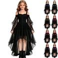 thumbnail image 1 of CIAKGIAF Girls Gothic off Shoulder Dress High Low Lace Sleeve Halloween Costume Party Dress, 1 of 6