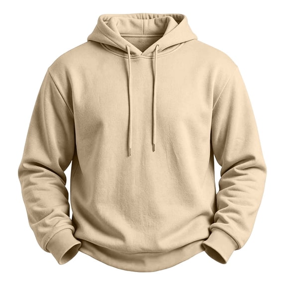 CIAKGIAF Hoodies for Men Solid Long Sleeve Fleece Lined Hoodie,Casual Athletic Pullover Hooded Sweatshirts Khaki L