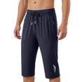 thumbnail image 1 of CIAKGIAF Men Shorts Casual Zip Pockets Ice Silk Drawstring Elastic Waist Solid Jogging Shorts, 1 of 8