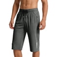 thumbnail image 1 of CIAKGIAF Men Shorts Solid Casual Ice Silk Zip Pockets Drawstring Elastic Waist Jogging Shorts, 1 of 8