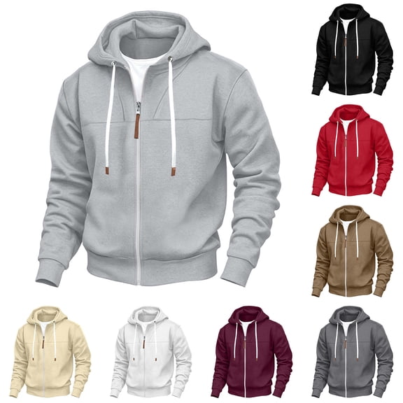 CIAKGIAF Mens Hoodies Long Sleeve Kangaroo Pocket Athletic Drawstring Solid Pullover Hooded Sweatshirt