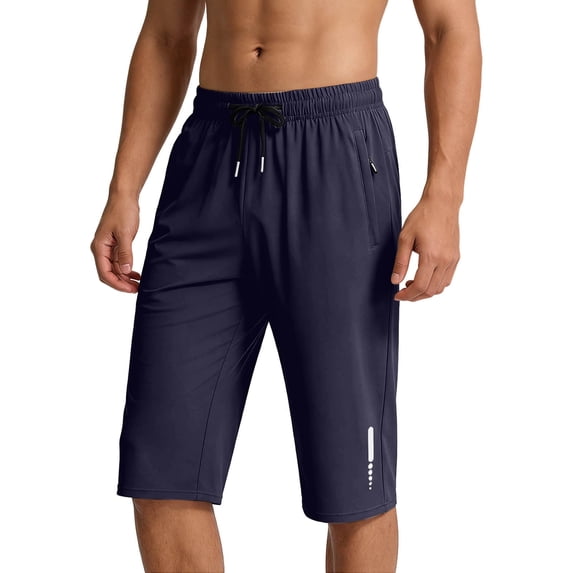 CIAKGIAF Mens Shorts Casual Zip Pockets Ice Silk Drawstring Elastic Waist Solid Jogging Shorts