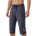 thumbnail image 1 of CIAKGIAF Mens Shorts Drawstring Elastic Waist Solid Ice Silk Casual Zip Pockets Jogging Shorts, 1 of 8