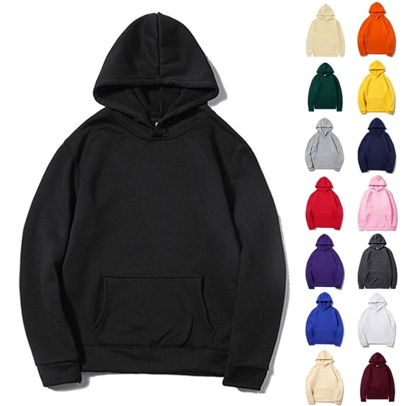 CIAKGIAF Mens Sweatshirts Oversize Blank Solid Hoodie Long Sleeve Ribbed Cuff Front Pocket Lightweight Streetwear Pullover Hoody