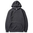 thumbnail image 1 of CIAKGIAF Mens Sweatshirts Pullover Hoodie Adjustable Drawstring Front Kangaroo Pocket Long Sleeve Casual Sweatshirt Dark Gray 2XL, 1 of 5