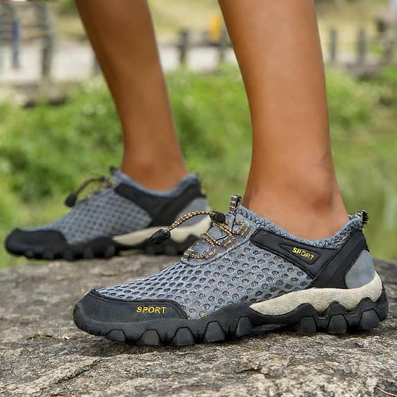 CIAKGIAF Shoes Men Breathable Mesh Wide Size Round Toe Outdoor Casual Footwear Shoes
