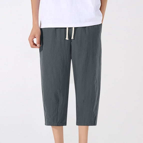CIAKGIAF Shorts for Men Solid Casual with Pockets Drawstring Elastic Waist Jogging Shorts