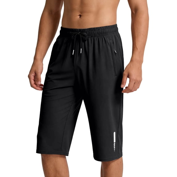 CIAKGIAF Shorts for Men Zip Pockets Drawstring Elastic Waist Ice Silk Solid Casual Jogging Shorts