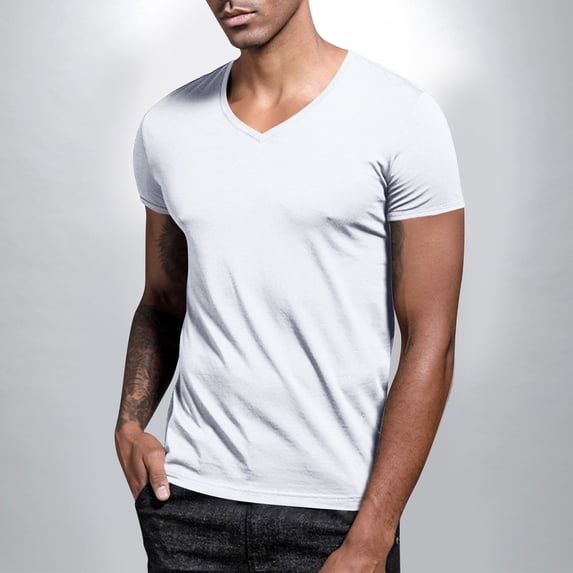 CIAKGIAF Summer Mens T Shirts V Neck Solid Color, Athletic Short Sleeved Breathable Casual T Shirts