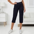 thumbnail image 1 of JUSLIO Women Capris Casual Fashion Elastic Waist Capris Navy L, 1 of 5