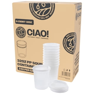 CIAO! 32OZ PP Injection Molded Soup-Deli Container with LLDPE Lid, Microwavable and BPA Free (240/240 combo pack)