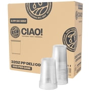 CIAO! 32OZ Polypropylene Clear Deli Container Matching Lids Sold Separately Case of 500