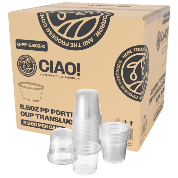 CIAO! 5.5OZ PP Clear Portion Cup, Lids Sold Separately (Case of 2,500)