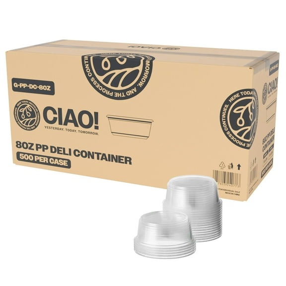 CIAO! 8OZ Polypropylene Clear Deli Container Matching Lids Sold Separately (Case of 500)