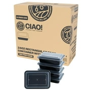 CIAO! Heavy Weight 24oz Injection Molded Microwavable Black Rectangular Food Container With Lid 150/case